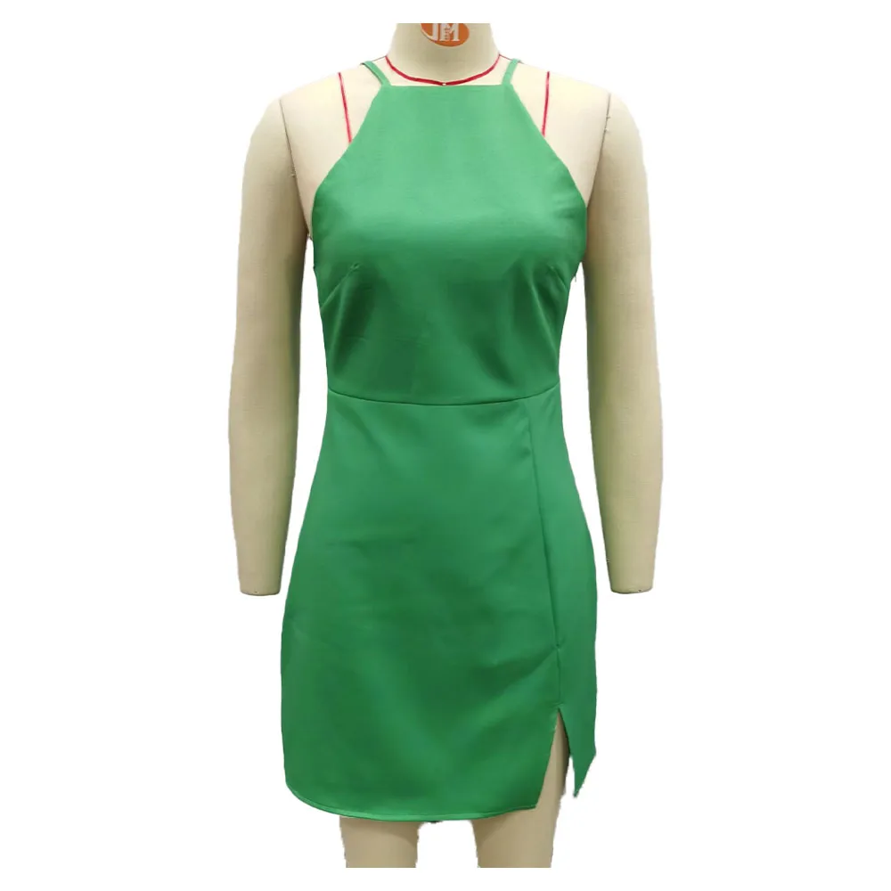 

URMASZA2022 women's spring and summer new sexy fashion mini slit adjustable shoulder straps dresses for women 2022