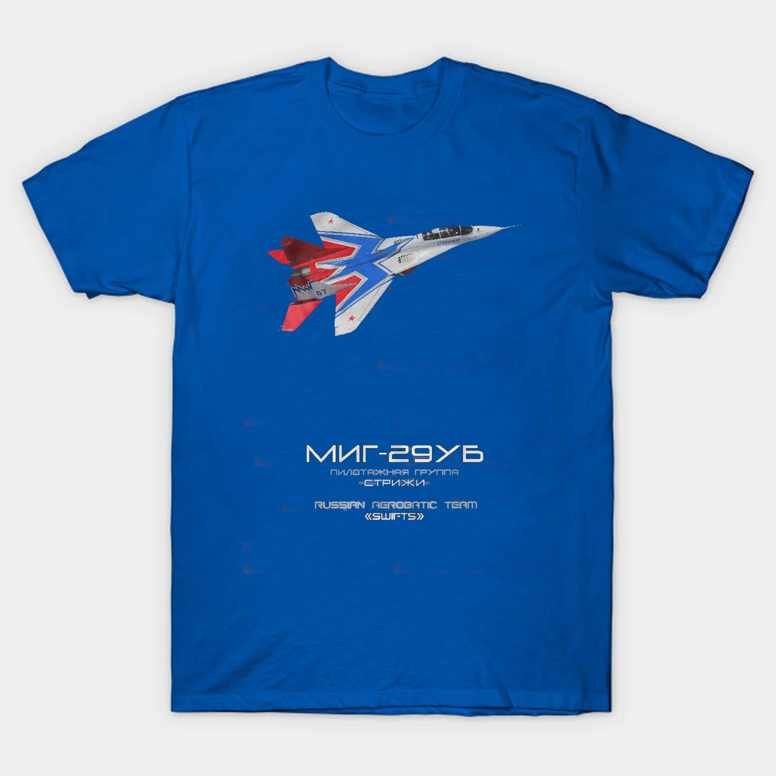 Russia Swifts Aerobatic Team MiG-29UB Aircraft T Shirt. 100% Cotton Short Sleeve O-Neck Casual T-shirts Loose Top New Size S-3XL