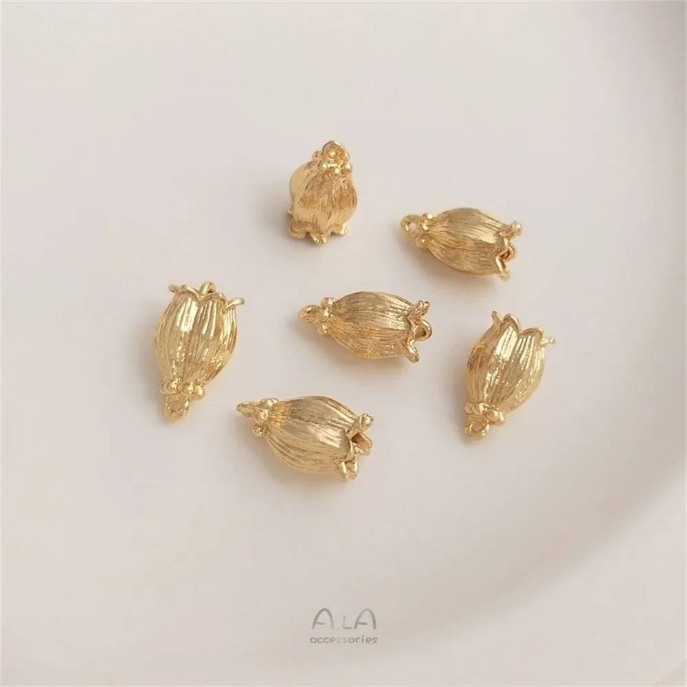 Колокольчик с кисточкой и шляпа орхидеи 14-каратное золото аксессуары для ушей