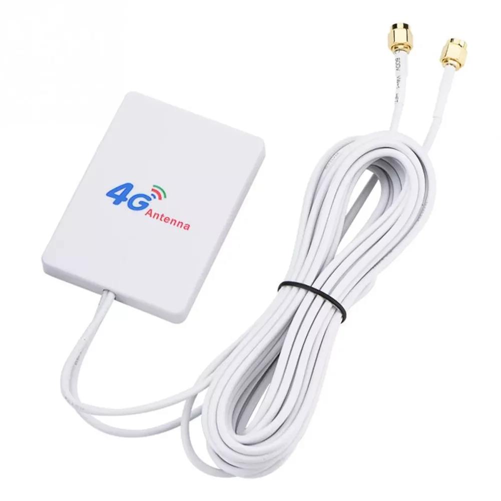 

Double Mobile Router 28DBI WIFI LTE Antenna SMA Signal Amplifier Aerial Network Cable Connector TS-9 Broadband 4G 3G White