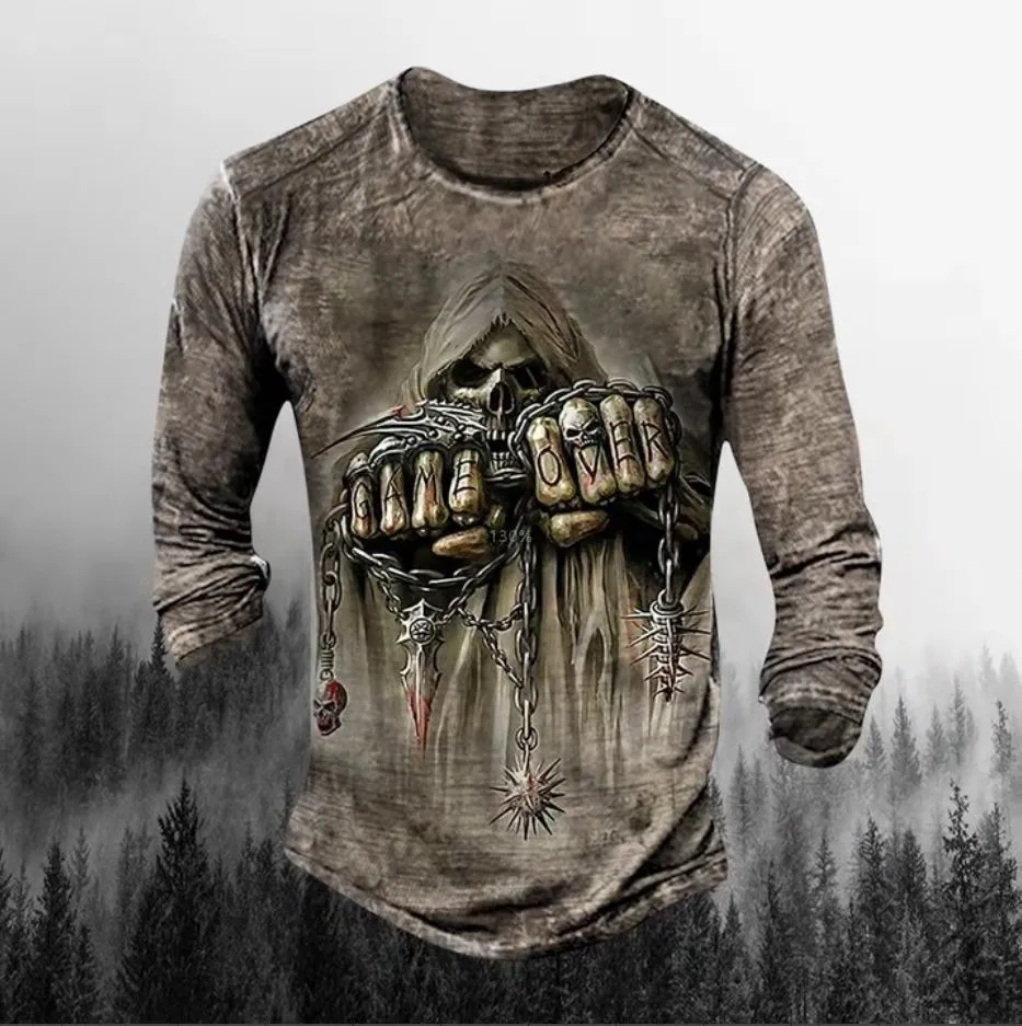 

2022 New Men 's T-Shirt Digital 3D Printing Pullover Long-Sleeve Mens Tee Good Quality Stretch Tops
