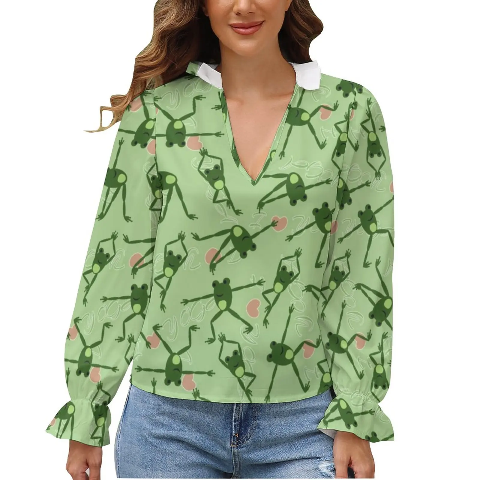 

Frog Blouse Animal Puffy Streetwear Party Female Shirt Gorgeous Long Sleeve Shirts