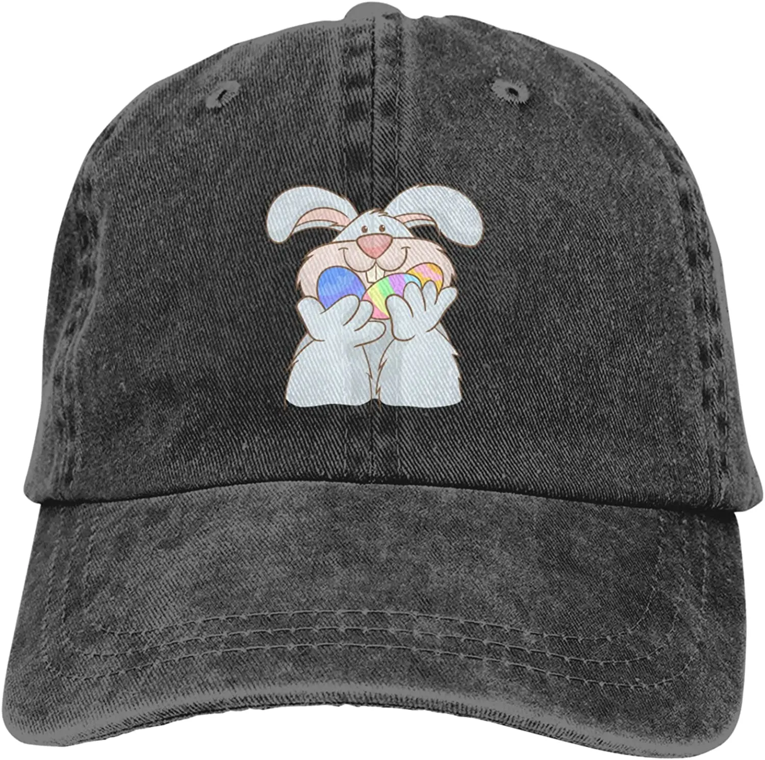 

Easter Bunny with Eggs Baseball Caps Unisex Cowboy Hat Casquette Cap Vintage Adjustable Fashion Black