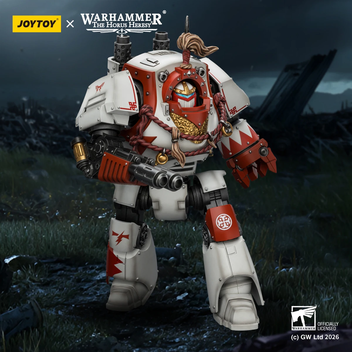 Фото Фигурка JOYTOY Warhammer 40K White Scars Contemptor Dreadnought с Melta Cannon и Gravis Power Fist, масштаб 1:18 №2