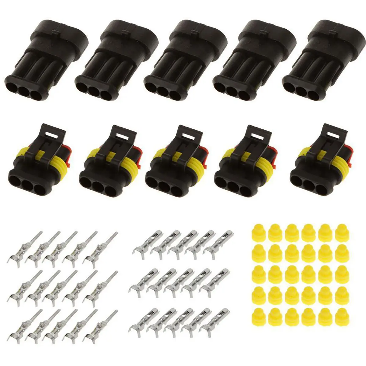 

15 Kits 2+3+4 Pin Way Car Sealed Waterproof Electrical Wire Connector Plug For Cars, Motorcycle, Trucks, Caravans