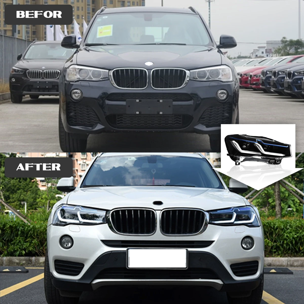 TYPY светодиодные автомобильные фары для BMW X3 2010-2016 X4 F26 F25 фара в сборе DRL указатель