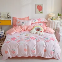 evich pink color bedclothes 3pcs duvet cover and pillowcase high quality girls bedroom bedding set multi size home textile