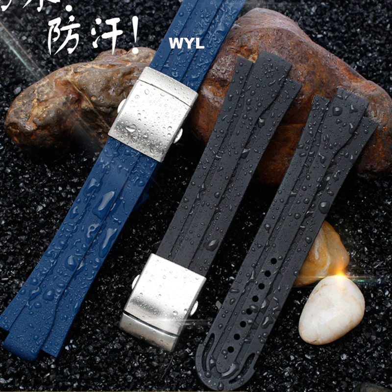 High Quality rubber Waterproof watchband for Oris watch band silicone band stainless steel folding clasp 24mm*12mm