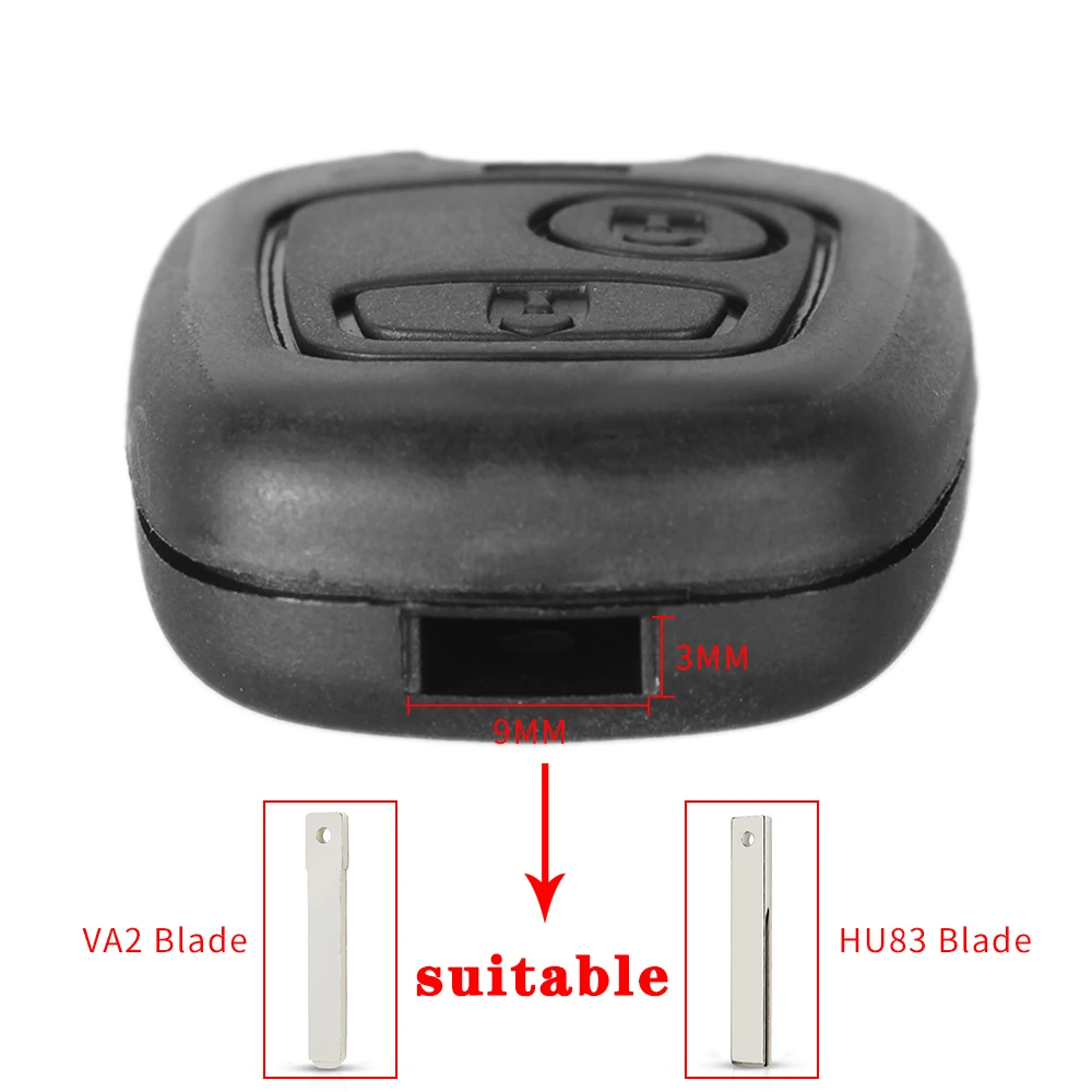 

KEYYOU 1 шт. сменный Футляр для ключей для ключ Citroen, чехол для Toyota Aygo, 2 кнопки, дистанционный брелок, оболочка для Peugeot без лезвия, без логотипа