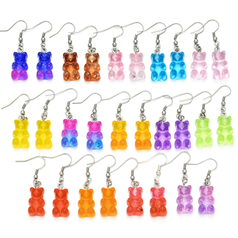 

Colorful Gummy Bears Stud Earrings For Women Teens Girls Minimalist Statement Dangle Earrings Bear Pendant Fashion Jewelry