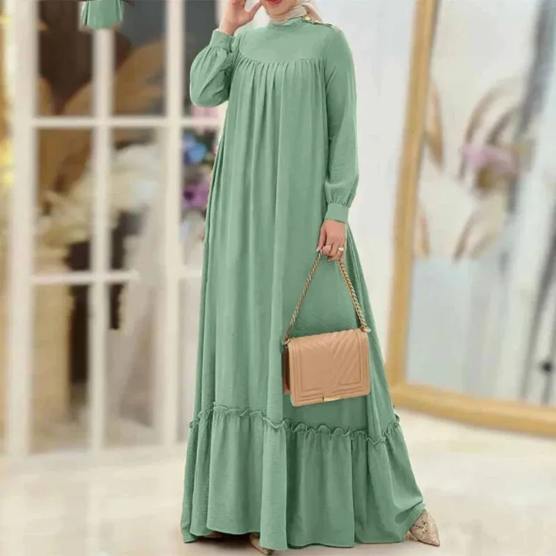 Женская элегантная однотонная юбка от солнца с рюшами и подолом осенняя мода