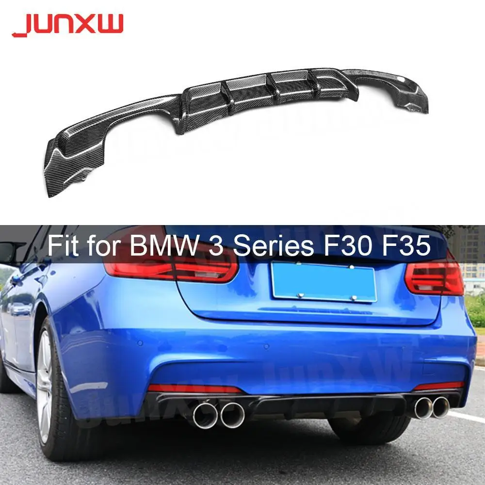 ABS Черный углеродное волокно задний бампер диффузор спойлер для BMW F30 M Sport 2012-2017 Fins
