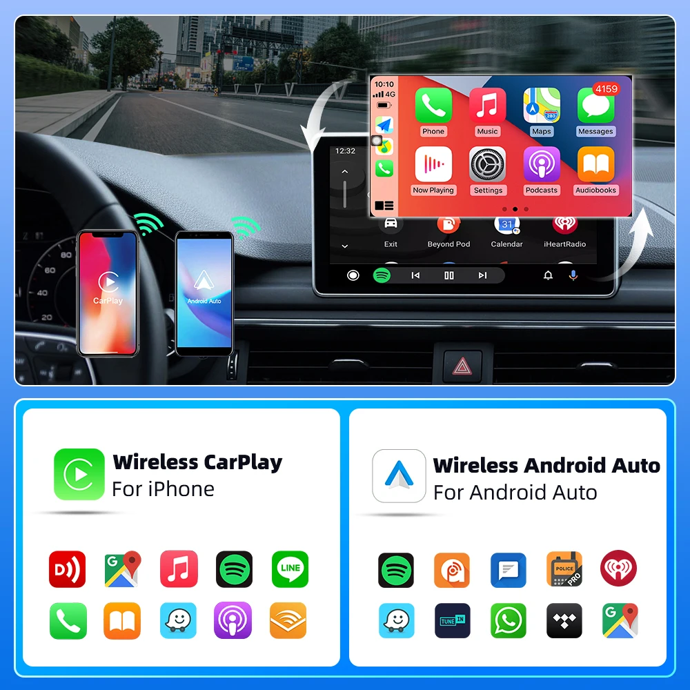 BEPOCAM 2-в-1 Беспроводной CarPlay Smart Mini Box Android Auto для штатных автомобильных мультимедийных систем, 5 ГГц Wi-Fi, Type-CUSB, Plug and Play CarPlay (art.: 3920d34b5eb96) - 3920d34b5eb96