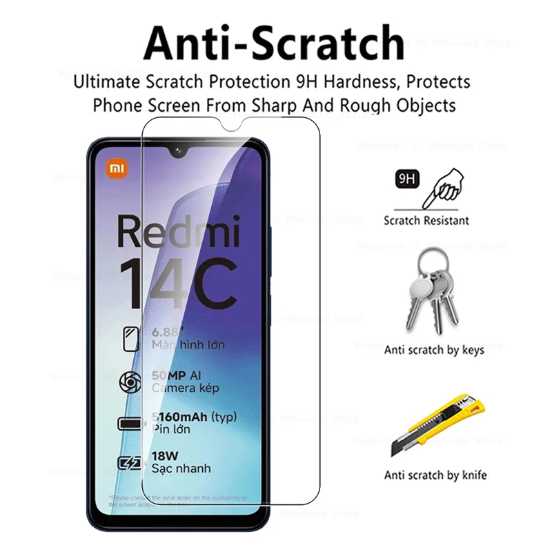 4 шт. закаленное стекло для Xiaomi Redmi 14C 14 C HD прозрачная Премиум Защитная пленка