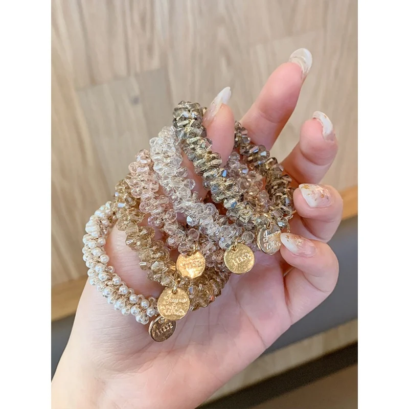 

Korea dongdamen Crystal Hair Circle Bracelet dual purpose headband Korean version net red lovely simple hair rope women's