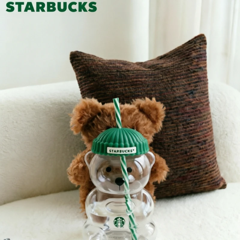 Фото Стакан для воды Starbucks Bear, 591 мл, элегантный, минималистичный, с прозрачной текстурой, тонкой отделкой, отличный коллекционный предмет и посуда для напитков №1