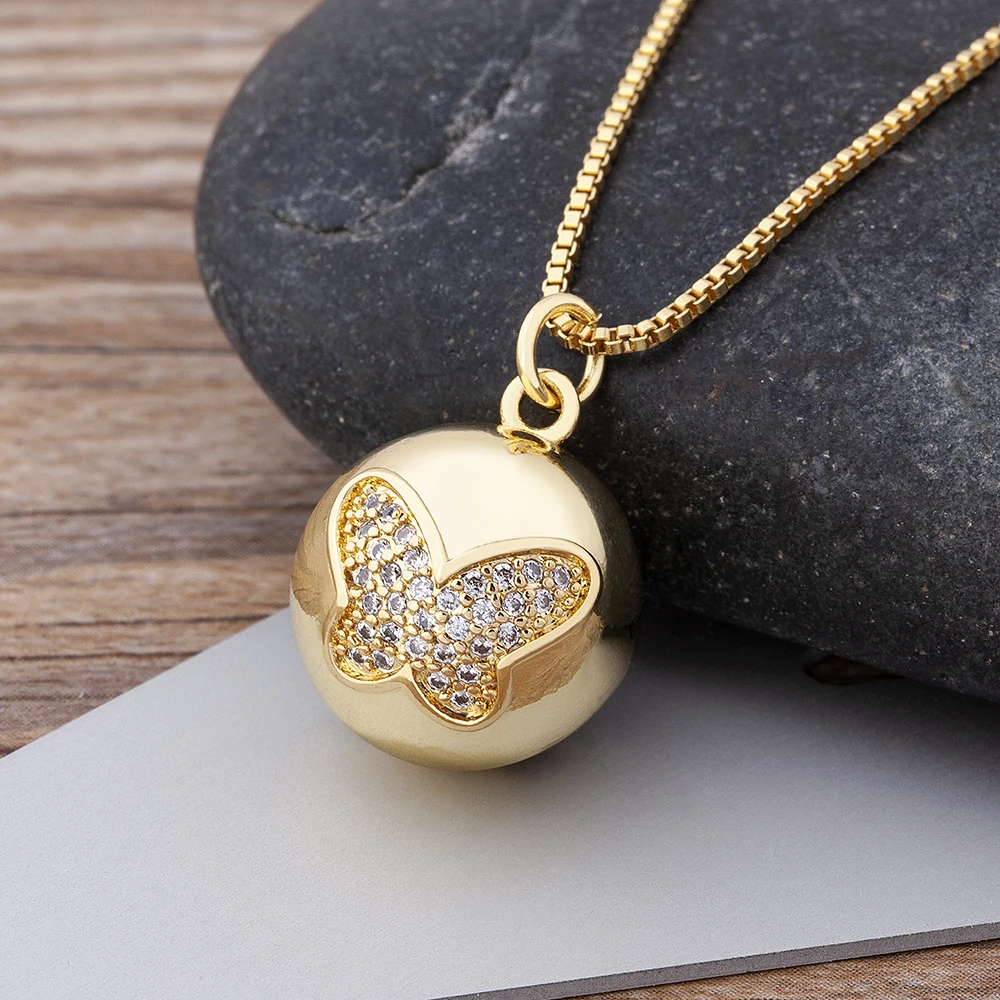 

AIBEF Gold Color Small Ball Pendant Necklaces Women Fashion Jewelry Star Moon Hand Evil Eye Zircon Chain Necklace Party Gift