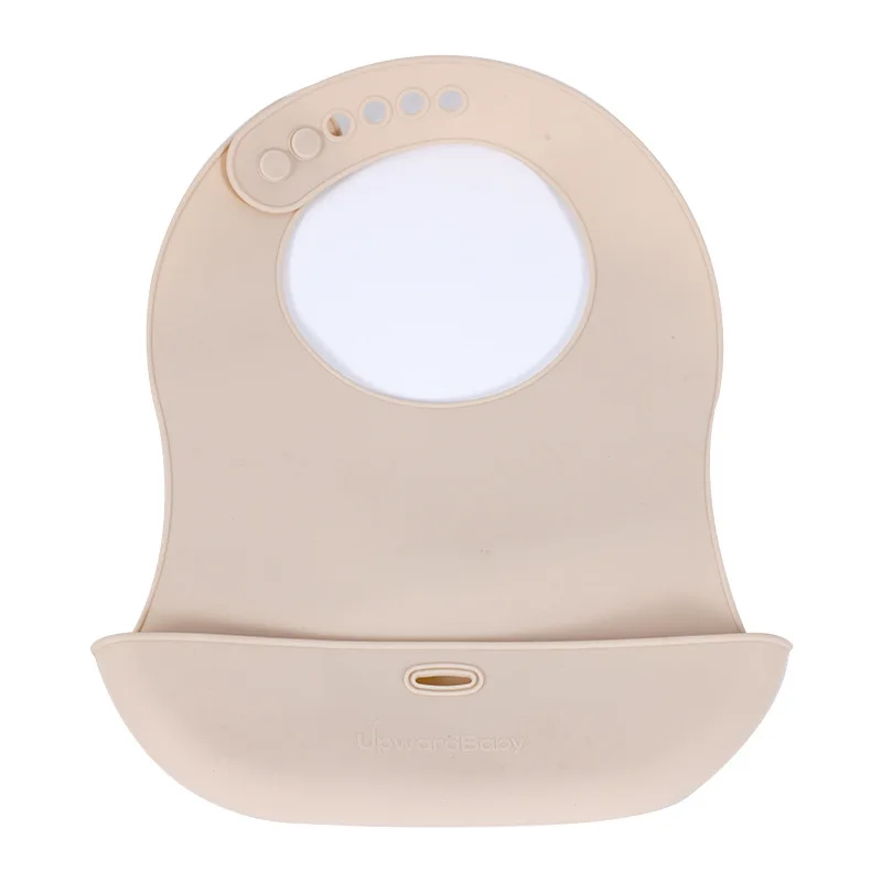 

Simple Style Solid Khaki Baby bib Silicone Waterproof Super Soft Meal Pocket Children's Saliva Pocket Wash-free Kids Accessories