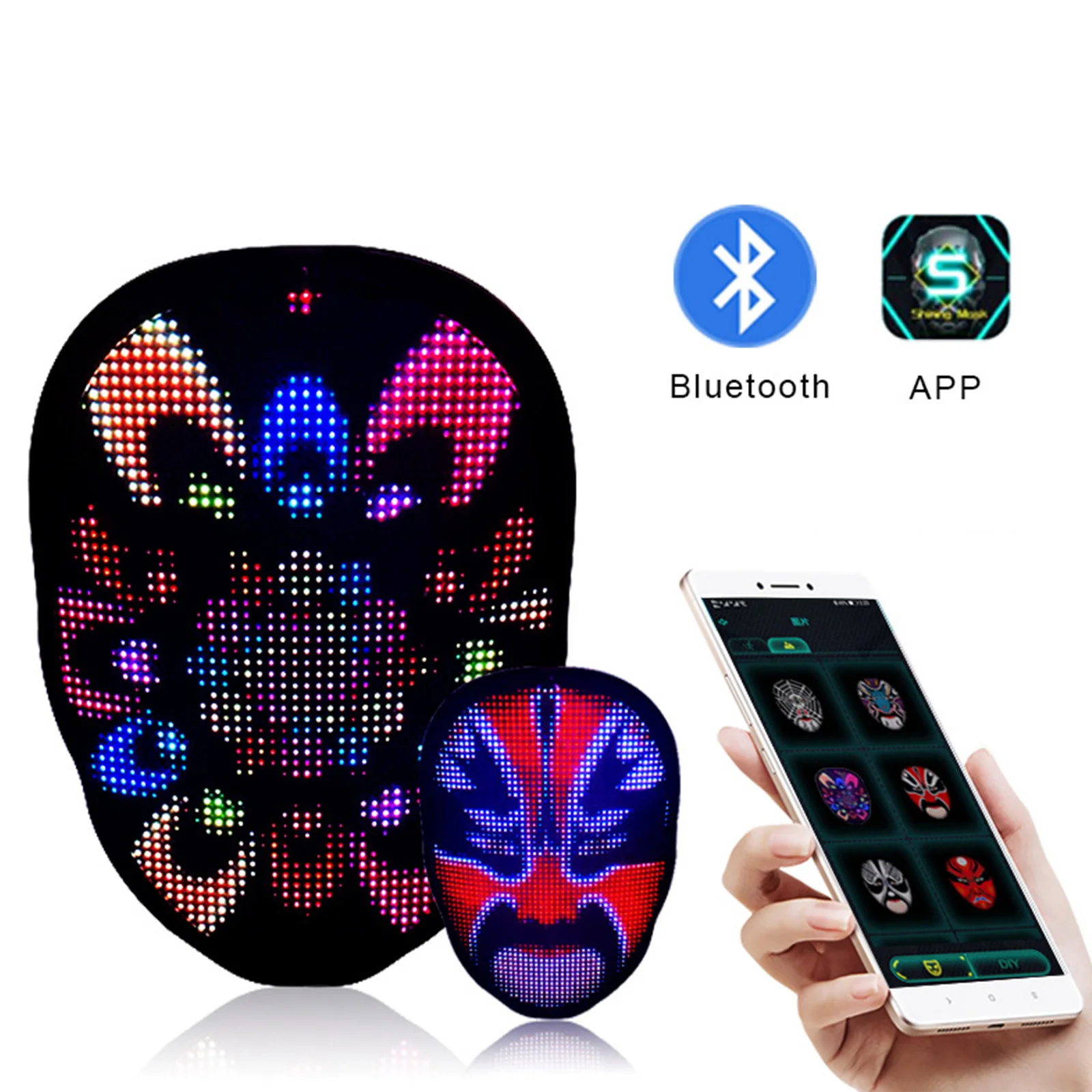 

1pc Halloween Luminous Neon Mask Led Mask Glowing Masks Party LED Face Masks for Kids Men Women Mask Cosplay Costume Supplies