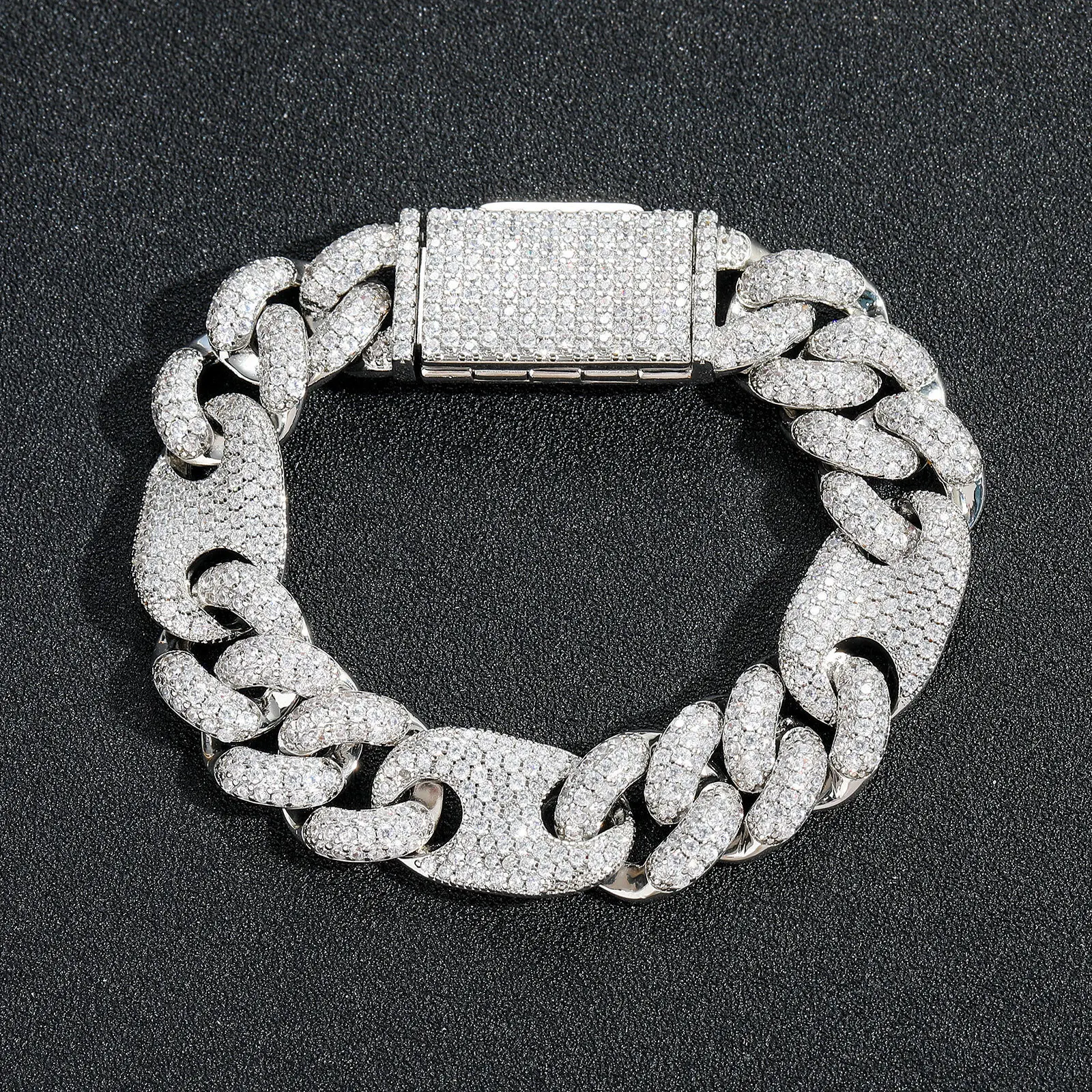 Хип-хоп 15 мм кубинская цепочка-колье со льдом ожерелье из белого золота с