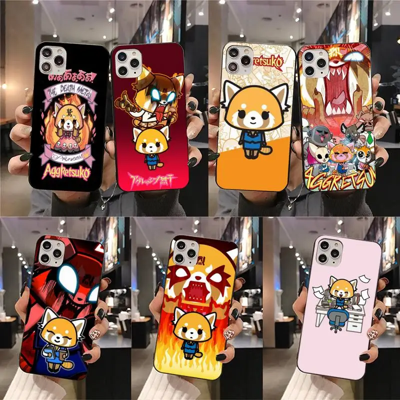 

Cute Cartoon Aggretsuko Phone Case For iphone 13 12 11 Pro Mini XS Max 8 7 Plus X SE 2020 XR cover