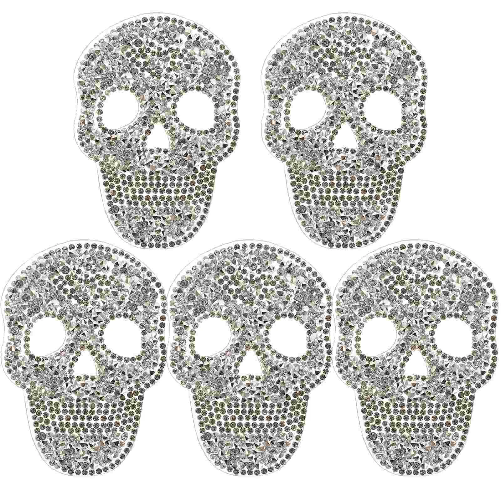 5 шт. наклейки с черепом и горячими бриллиантами аппликация со стразами нашивки