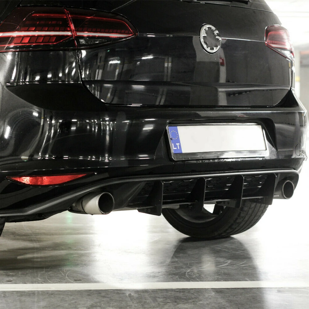 

4 Fins Car Rear Bumper Diffuser Side Splitters Spoiler Lip for VW Volkswagen Golf 7 VII MK7 GTI 2013-2016 CNC Black ABS Plastic