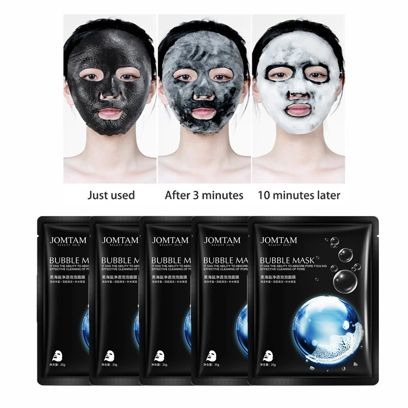 

12PCS/Lot Black Sea Salt Bubble Mask Oxygen Deep Cleaning Remove Dirt Blackhead Oil-control Shrink Pores Facial Mask Wholesale