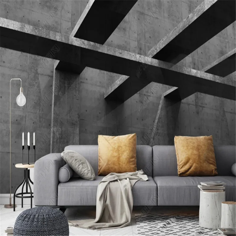 

Modern Retro Wallpaper for Living Room 3D Space Extension Cement Wall Painting Sofa Background Wall Papers Home Decor 3D Mural