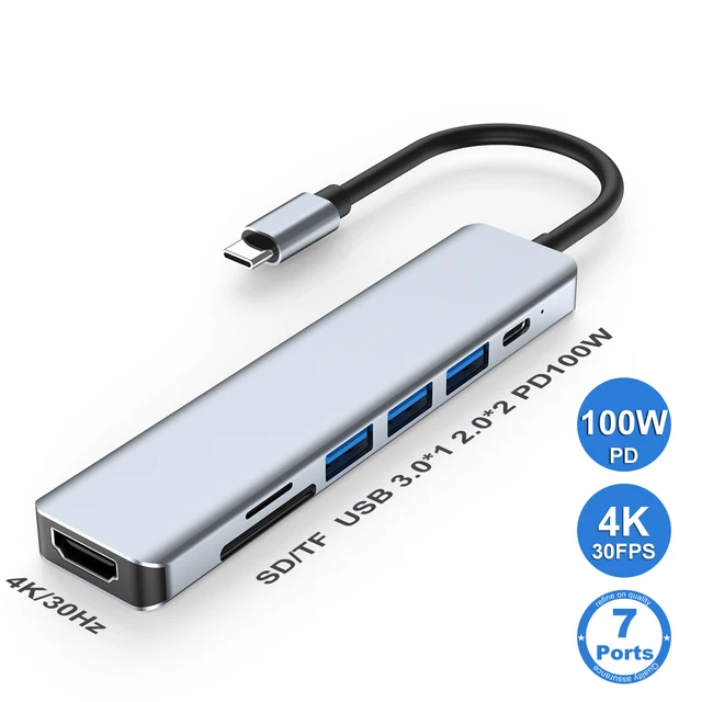 

Док-станция 7 в 1 с USB Type-C на USB 3,0, HDMI, Micro SD, TF