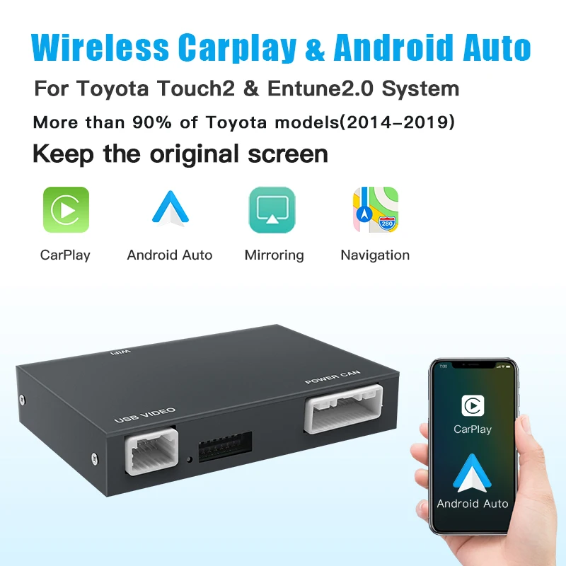 AUTOABC Wireless Carplay Android Auto для Toyota RAV4 Corolla Tacoma Camry CHR Tundra Highlander 4Runner мультимедий
