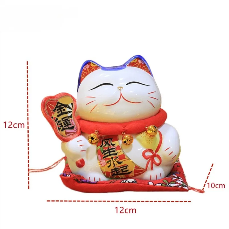 Фото Японские мультяшные украшения Lucky Cat, керамическая копилка, 6-дюймовые украшения с мультяшным котом, открытие и удача, детские подарки №3