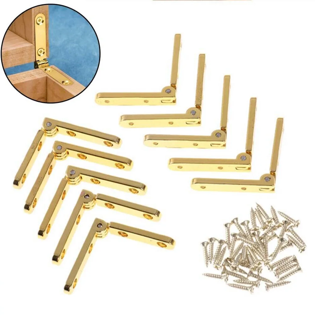 

10pcs 90 Degree Hinges Wooden Box Zinc Alloy Hinge Folding Hinges With Screws Jewellery Case Cabinet Furniture Hardware