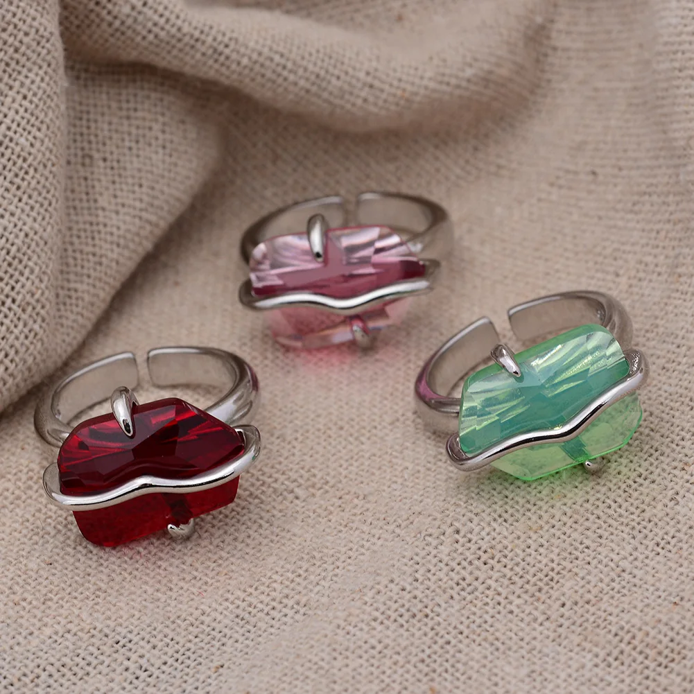 

New Arrival Fashion Colorful Crystal Platinum Plated Ladies Rings Bridal Wedding Ceremony Propose Jewellery Gifts