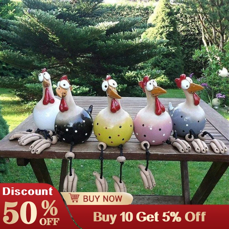 

Ceramic Chicken Garden Statues Sculptures Decoration Home Animal Funny Resin Figurines Garden Plug Pottery Figure Ornaments