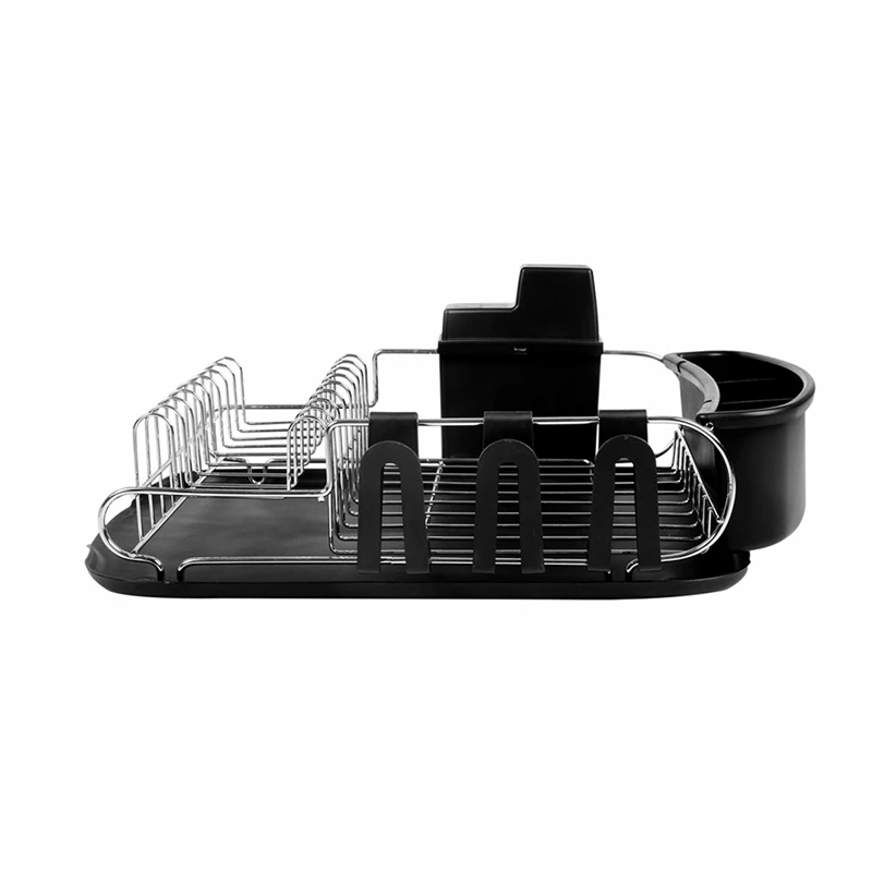 

Stainless Steel Anti Rust Kitchen Dish Drying Rack Draining Bowl Rack With Black Drain Board Independent Cup Rack