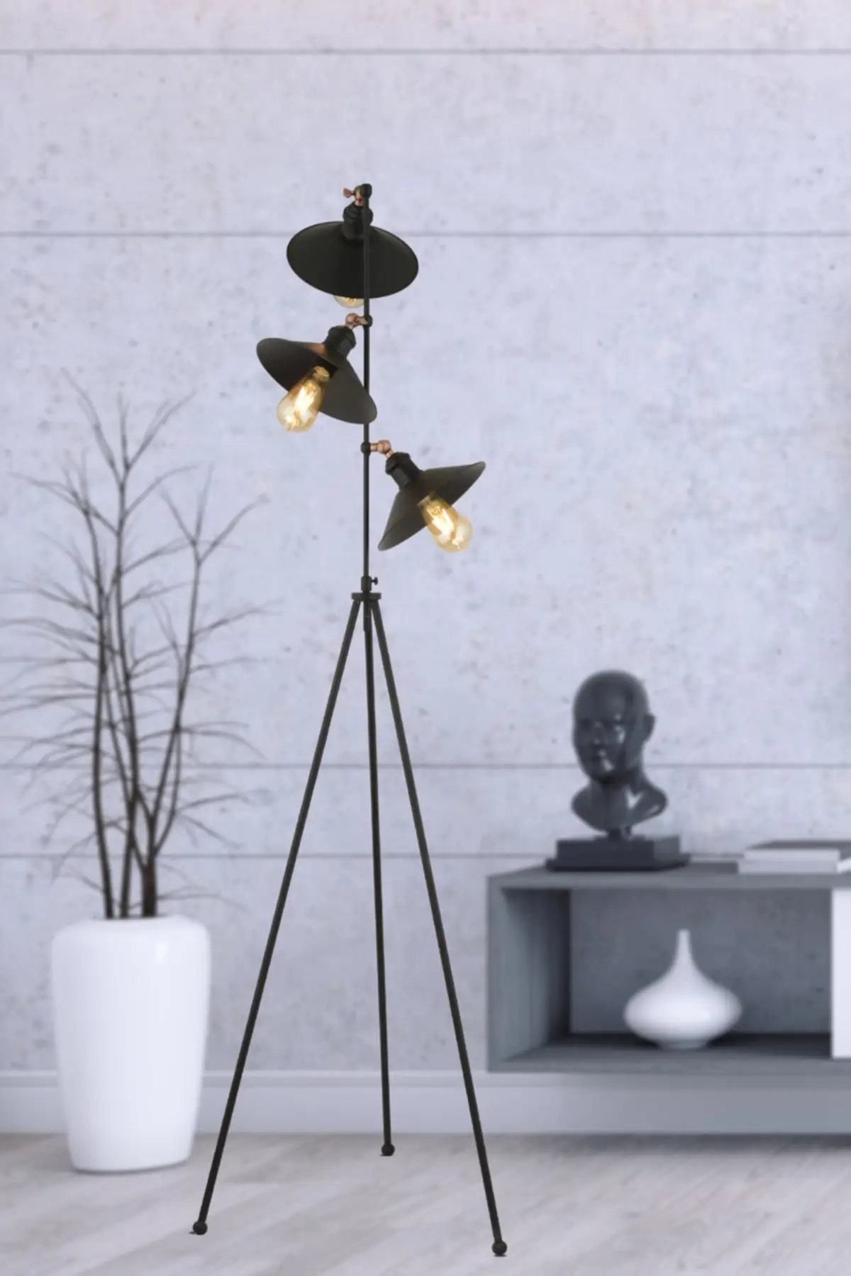 

Violet 3Lu Black Modern Design Retro 3 Leg Lampshade Lamp Metal Floor Lamp