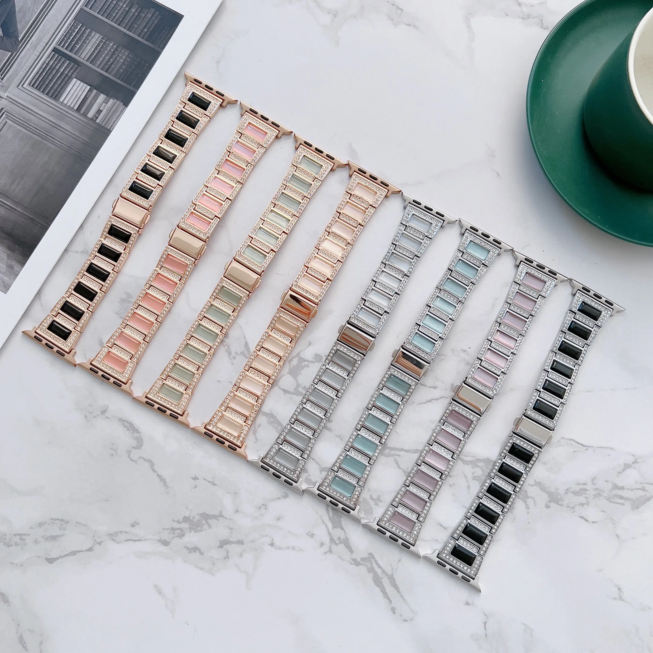 

Diamond Metal Band for Apple Wrist Watchband 38mm 40mm 41mm 42mm 44mm 45mm Classic Active Bling Metal Bracelet