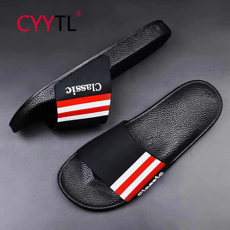 

CYYTL Summer Men's Slippers Home Indoor Open Toe Slides Quick Drying Bathroom Sandals Outdoor Beach Anti-skidding Flats Shoes