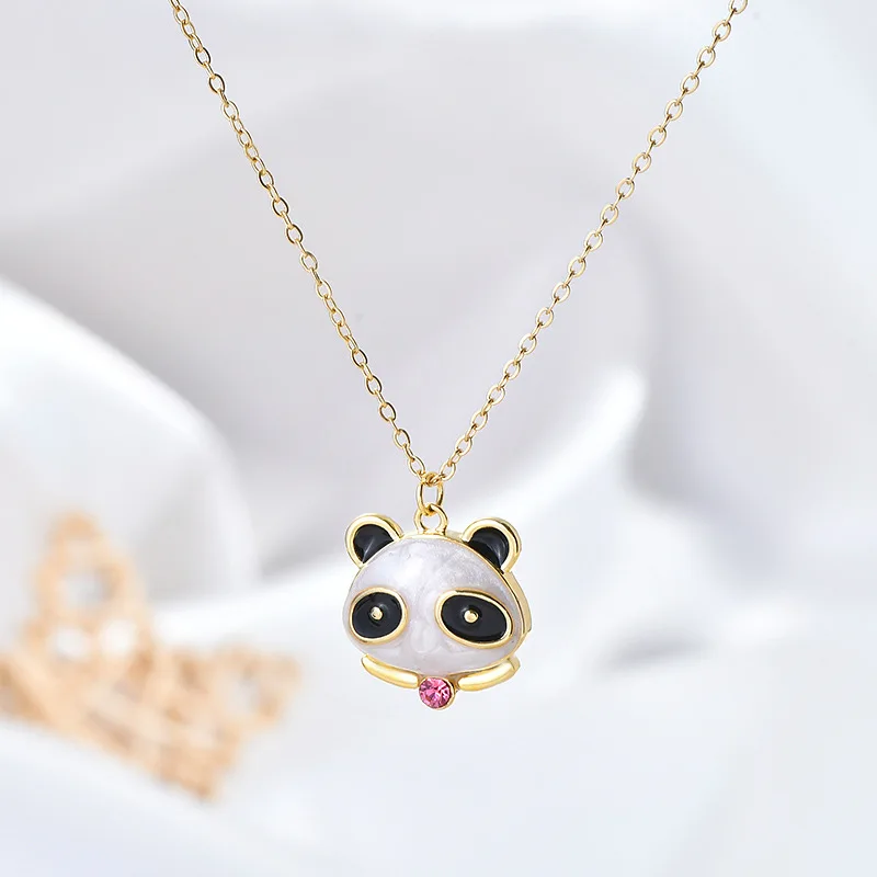 

Cute Zircon Panda Necklace For Women Lucky Animal Pendant Choker Necklaces Collar Chain Kpop Jewelry Gift