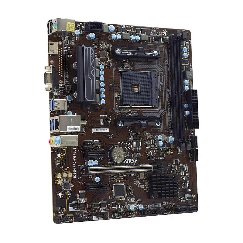 Розетка AM4 MSI B350M PRO-VH PLUS системная плата AMD B350 Micro ATX DDR4 3200(OC)MHz 32GB RAM SATA3 PCI-E 3.0