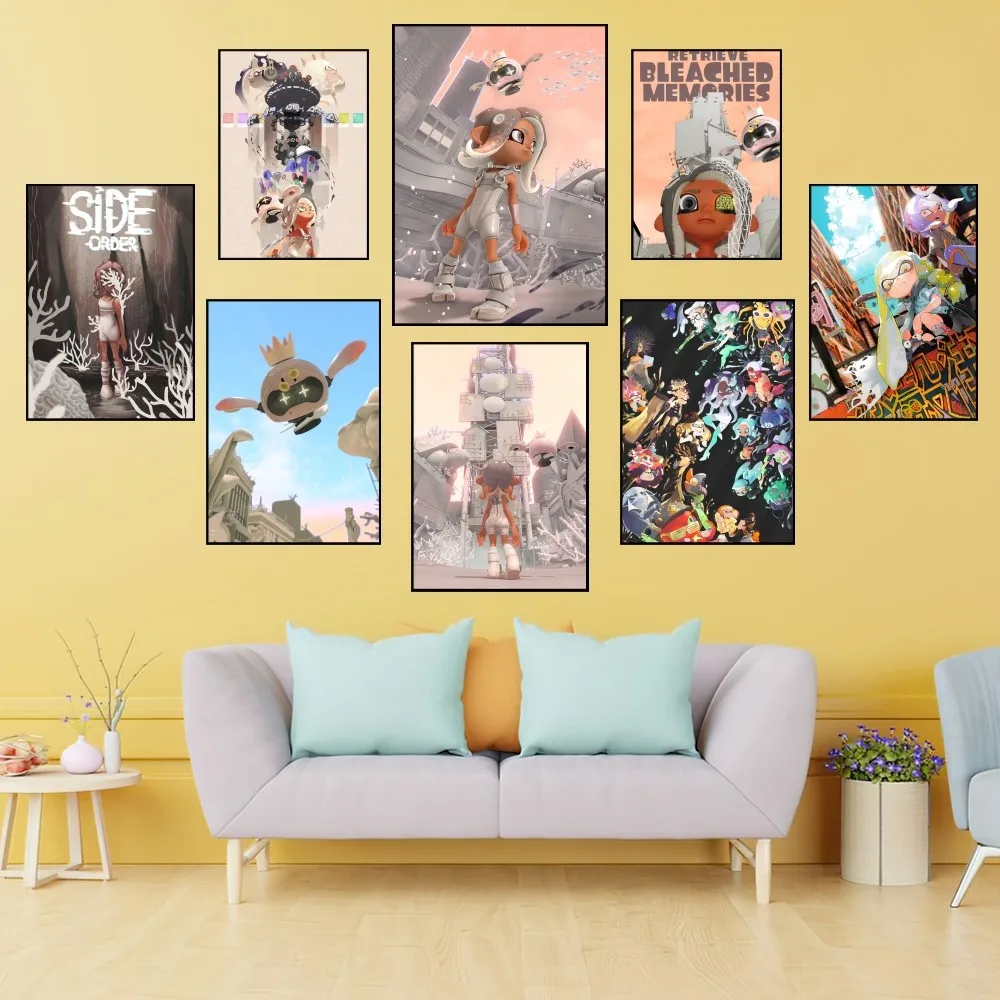 Популярная игра Splatoon постер с 3-сторонним заказом принты настенная живопись для