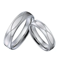 wedding ring set white gold color lovers alliance couples anniversary stainless steel ring for men and women