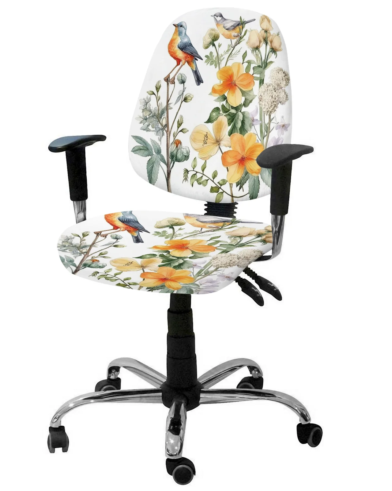 

Эластичное кресло с цветочными птицами и листьями