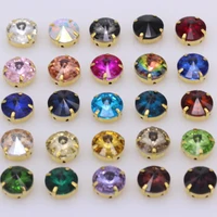 all sizes 25 color rivoli round sewing glass stone sew on crystal rhinestone gold claw montees for craft headdress clothes shoes