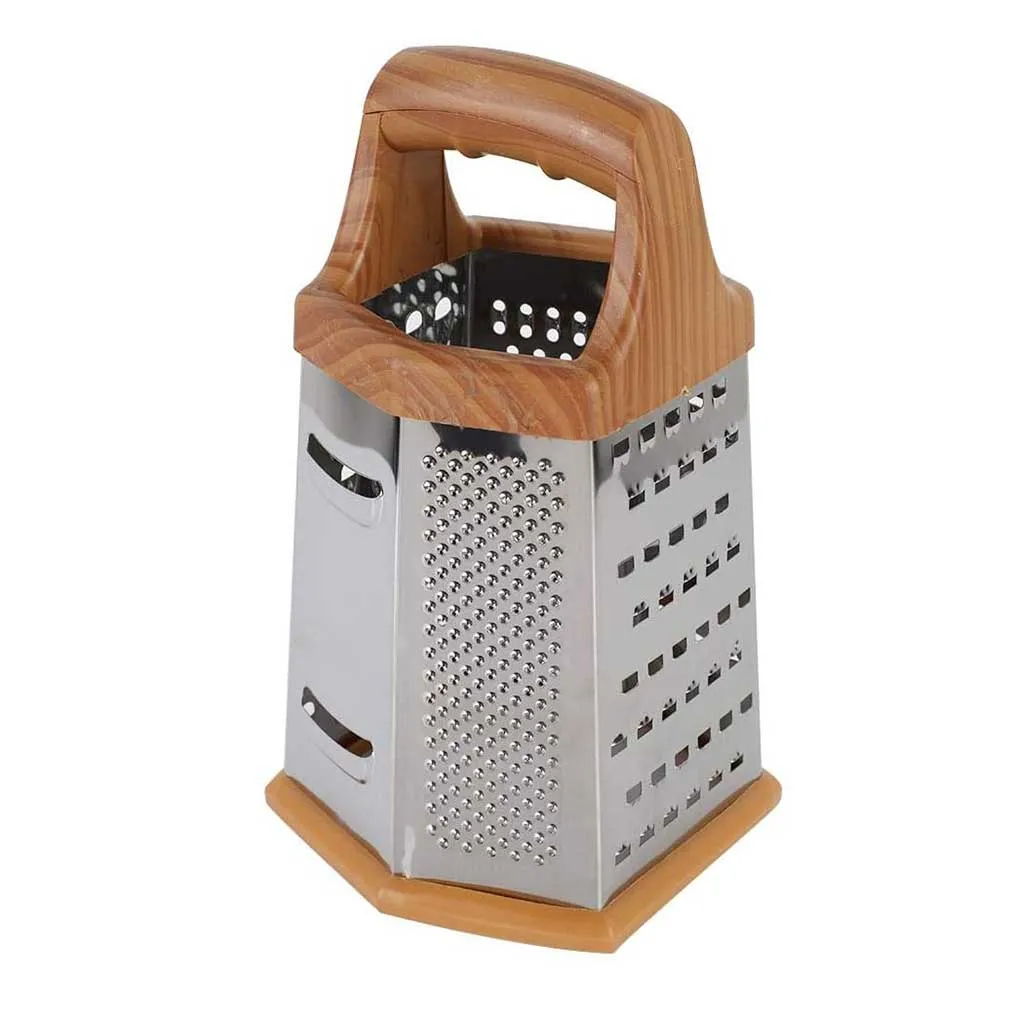 

6-sided Kitchen Grater Cheese Vegetables Fruits Stainless Steel Slicer Zester Carrot Potato Shredder 8 Inch