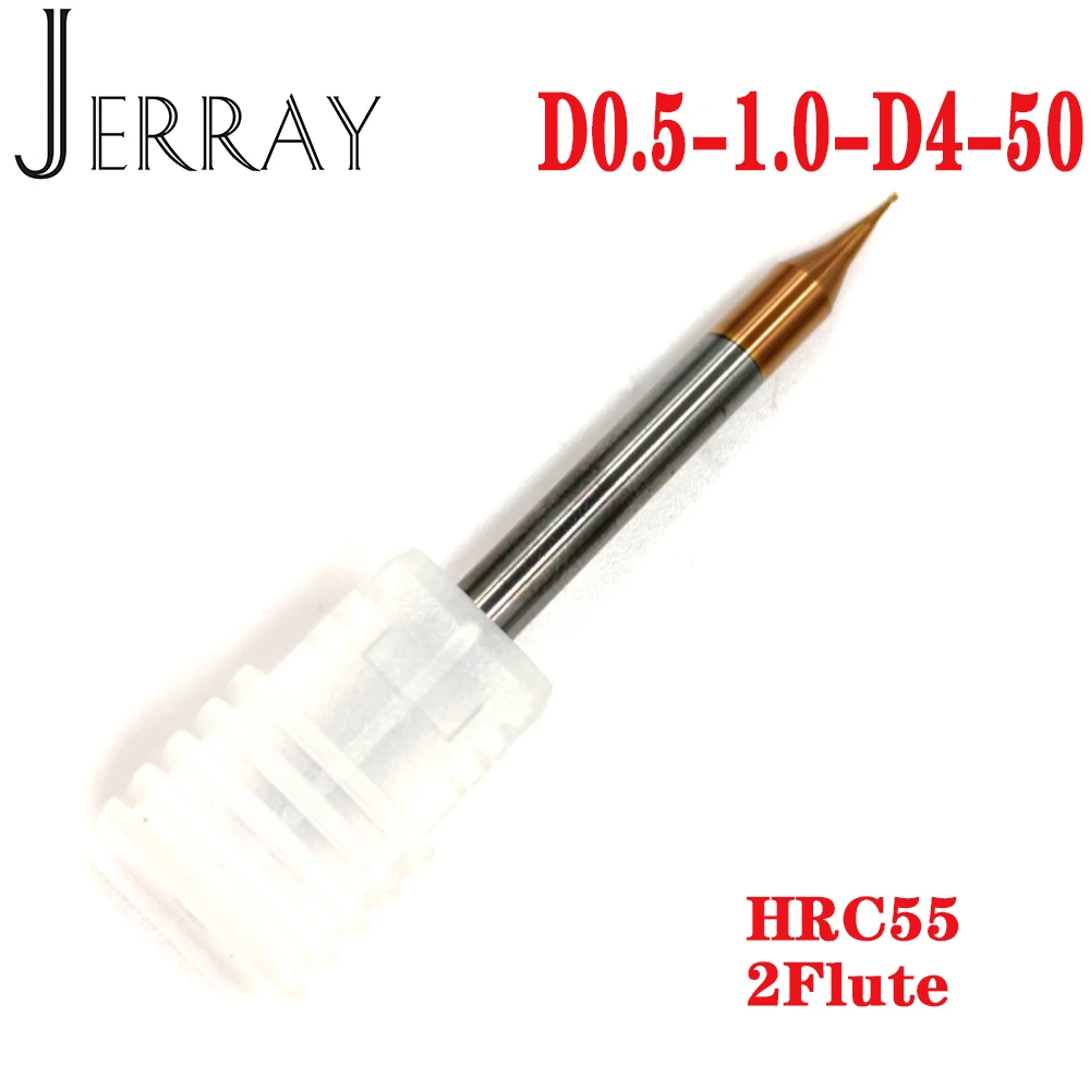 

JERRAY плоские концевые фрезы из микрокарбида 0.2-0.9 мм 2 канавки HRC55