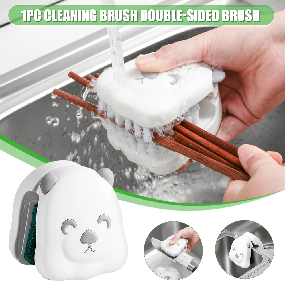 

U-shaped Non-slip Cleaning Brush Cutter and Cutlery Cleaner Double-sided Brush Brush Bristle Scrub Kitchen Washing Scrubber pjop