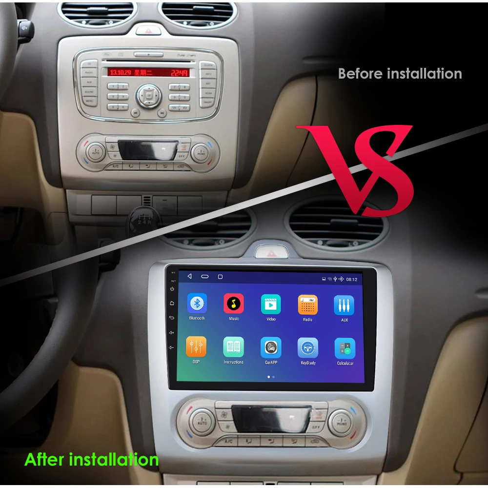 Автомагнитола на Android 10 для Ford Focus Exi AT Mk2 2004-2011 стереопроигрыватель автомобиля 2 Din 9