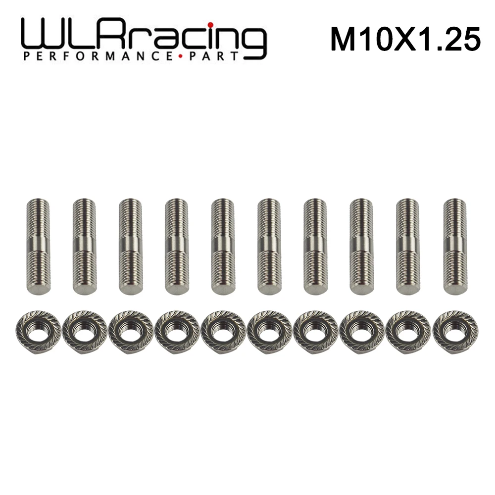 WLR Racing — 10 шт. мм выхлопные шпильки и зубчатые гайки из нержавеющей стали M10x1 25